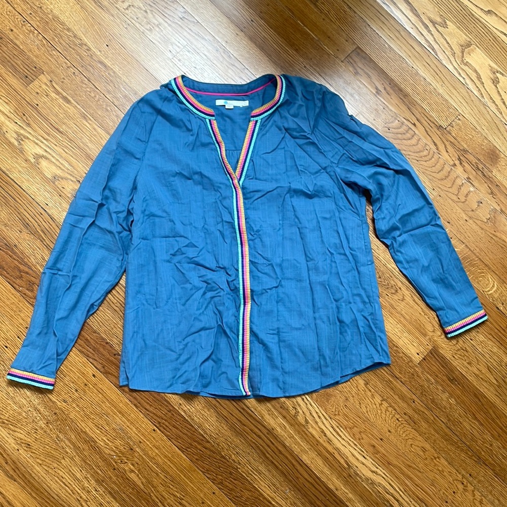 NWOT Boden Button Up with Embroidered Trim